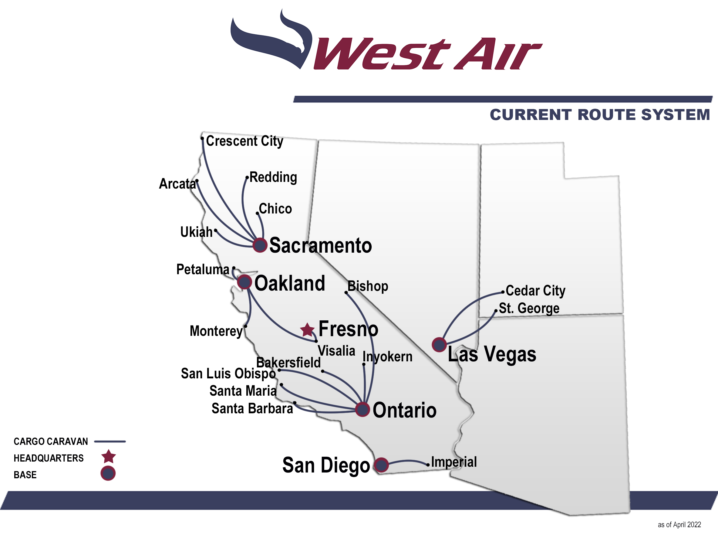 West Air Route Map April 2022